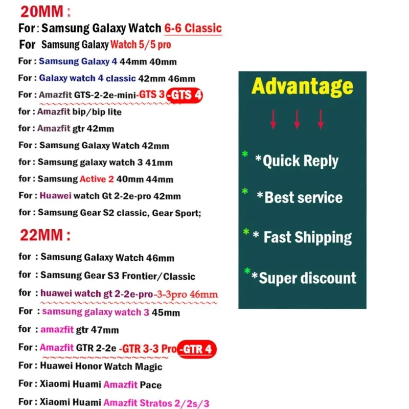 22mm 20mm Sport Band For Samsung Galaxy watch 6 4 5 pro Classic active 40 44 mm Silicone Bracelet Huawei Watch GT 2 3 Pro Strap