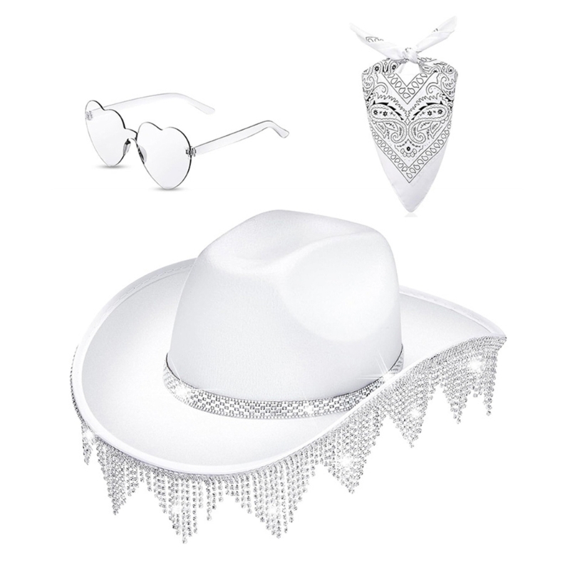 Bridal Headscarf Costume Hat Shower Heart Sunglasses Roleplay Cowboy Accessories smile