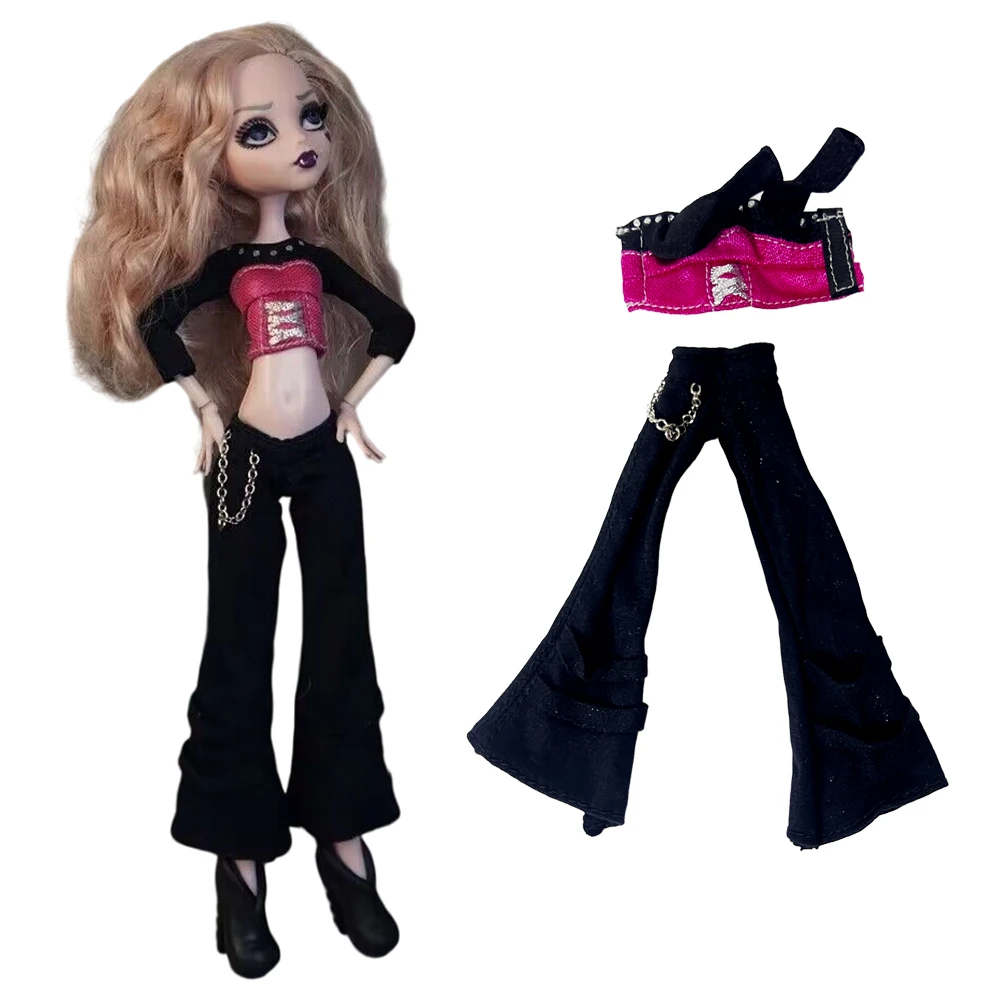 High 1 Set Monstering Doll Dressing Soft Casual Wear Handmade Clothes Red Shirt Long Jeans For 1/6 Doll Girl Dressing DIY Toys smile /6