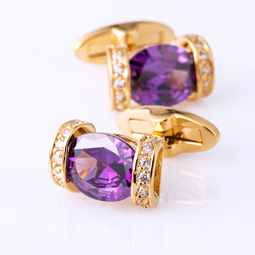 KFLK Jewelry Fashion Shirt Cufflinks Womens Cufflinks Button Purple Crystal Cufflinks High Quality Gold Customers 241108