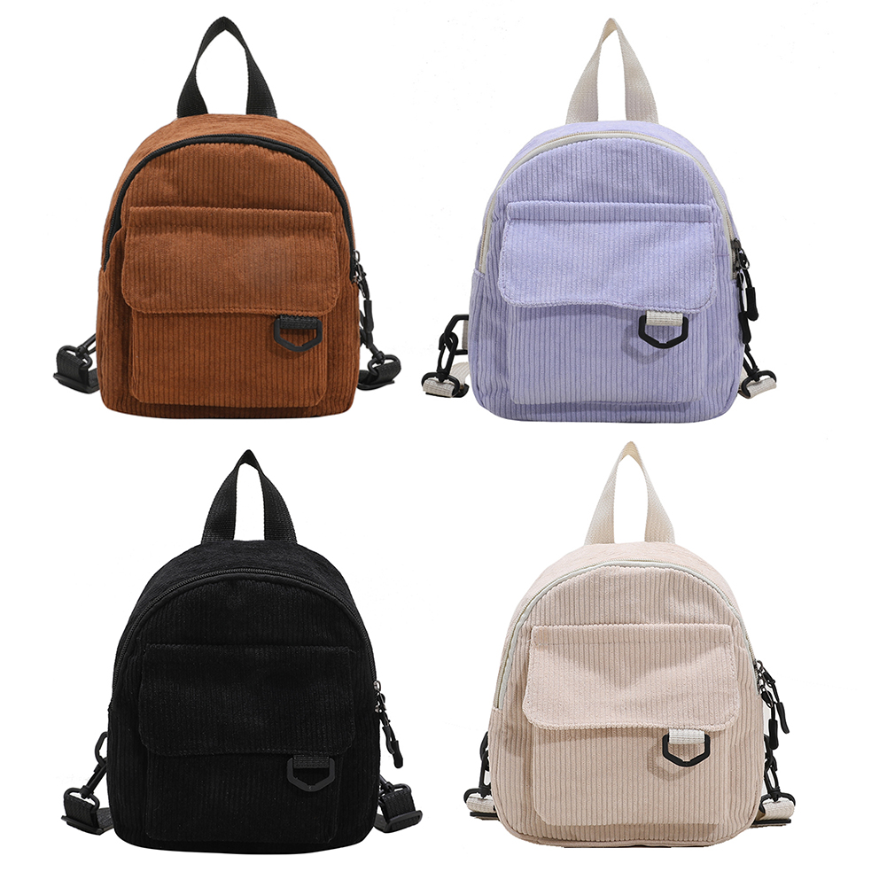 Rucksack Style Women Preppy Multi Pocket Shoulder Bag Solid Ddmysmile Color Corduroy Backpacks Girl Schoolbag ddmysmile Streetwear Smile