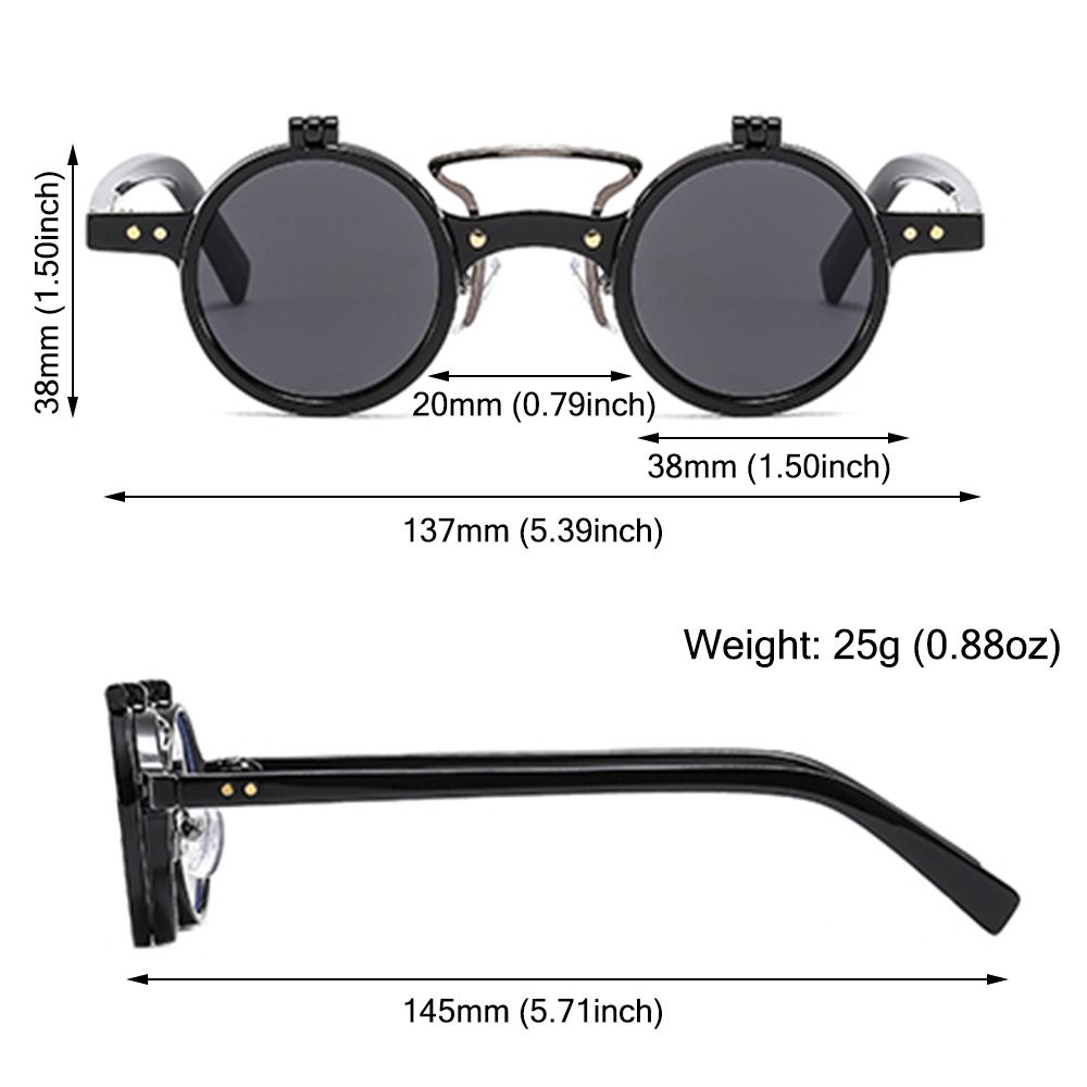 Popular Vintage Steampunk Flip Up Sunglasses Retro Rivets Small Round Sun Glasses Double-layer Flip Lens Punk Eyeglasses UV400