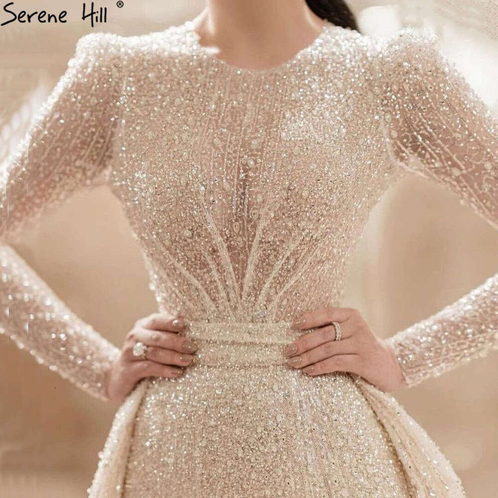 Muslim Serene Hill Ivory With Train Wedding Dresses Mermaid Elegant Beaded Bride Dress HA Custom Made
