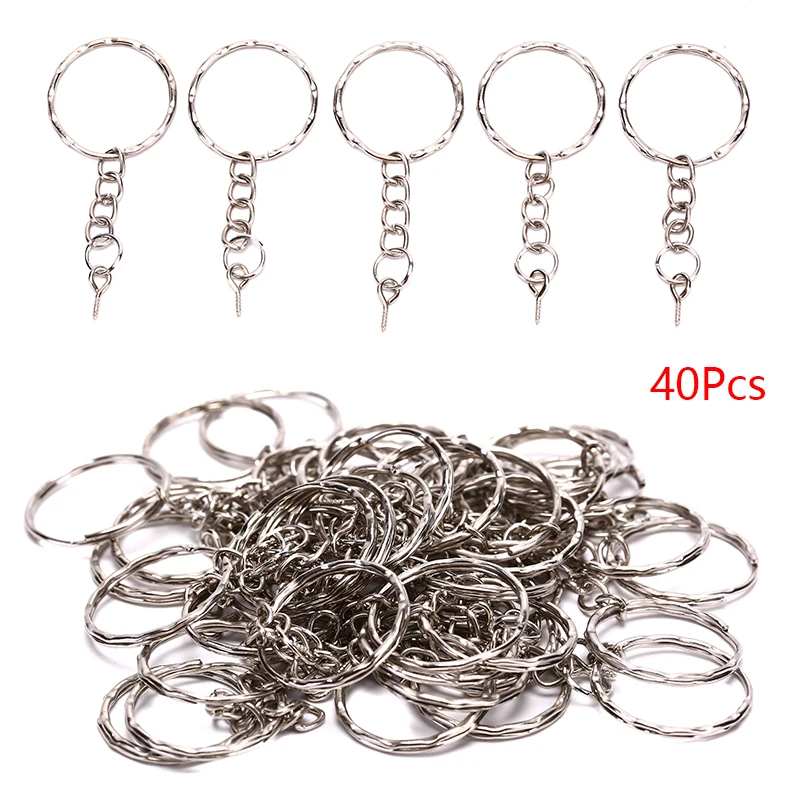 Pin 40Pcs Screw Eye Key Chain Key Ring keychain Keyrings Lobster Clasps Split Rings With Screw Pin Jewelry Making smile