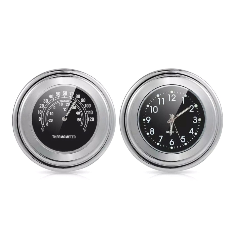 Universal Thermometer Clock Motorcycles Waterproof Handlebar Mount Watch Temp