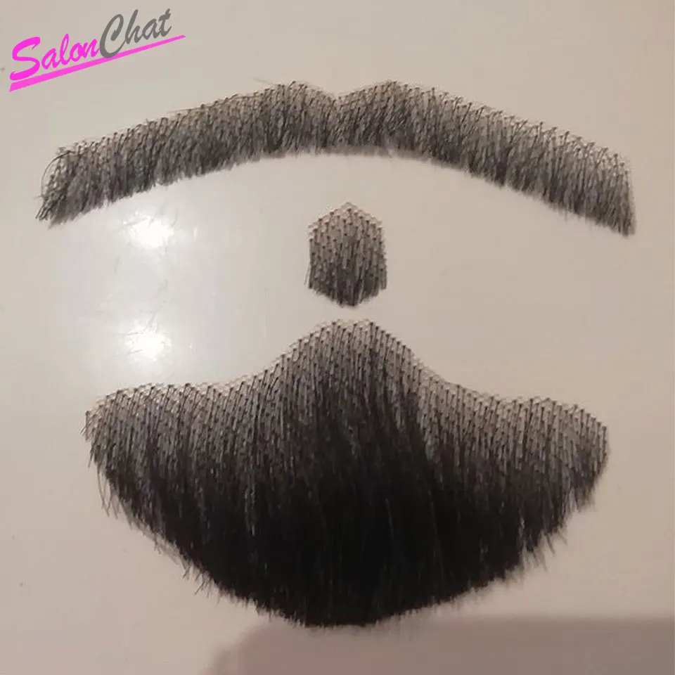 Beard Nep Fake Lace Beard For Men Mustache Hand Made Remy Human Hair Barba Falsa Cosplay Swiss Lace Invisible Beards SalonChat smile