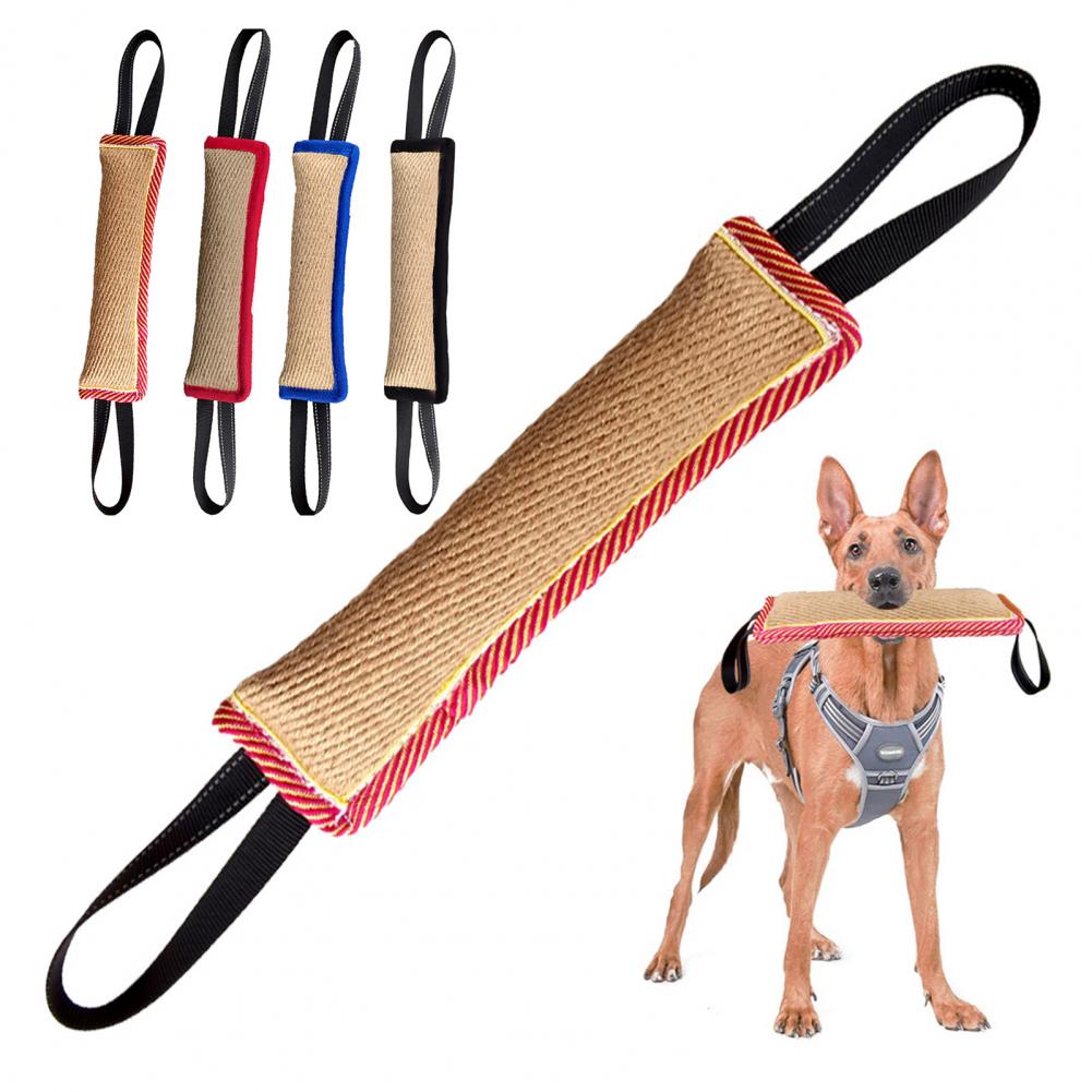 Dog Bite Stick Long-lasting Jute Bite Pillow Pull Toy Non-slip Pet Stick Bite Toy
