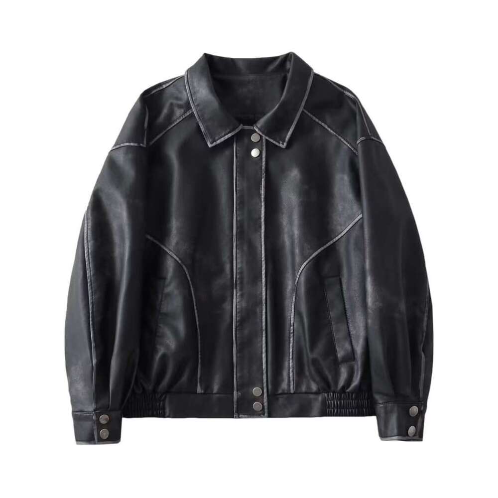 shanshi leather jacket women Autumn/Winter New Women's Wear Heavy Duty Color Cleaning and Water Washing Loose Leather Jacket