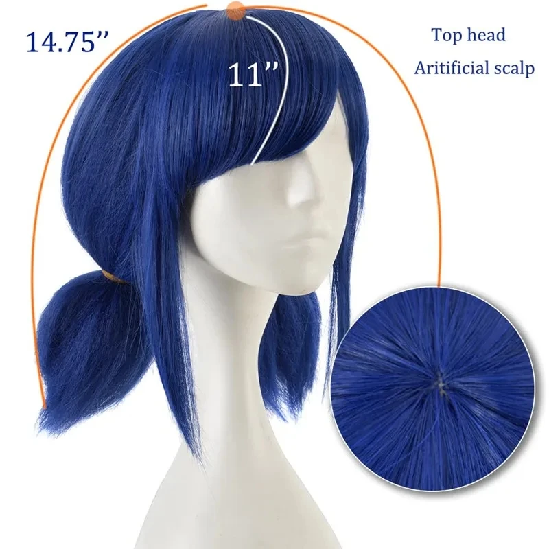 cbd Cosplay Girl Blue Wig for Halloween Costume Short Wigs Women Unique Style Anime Earrings s