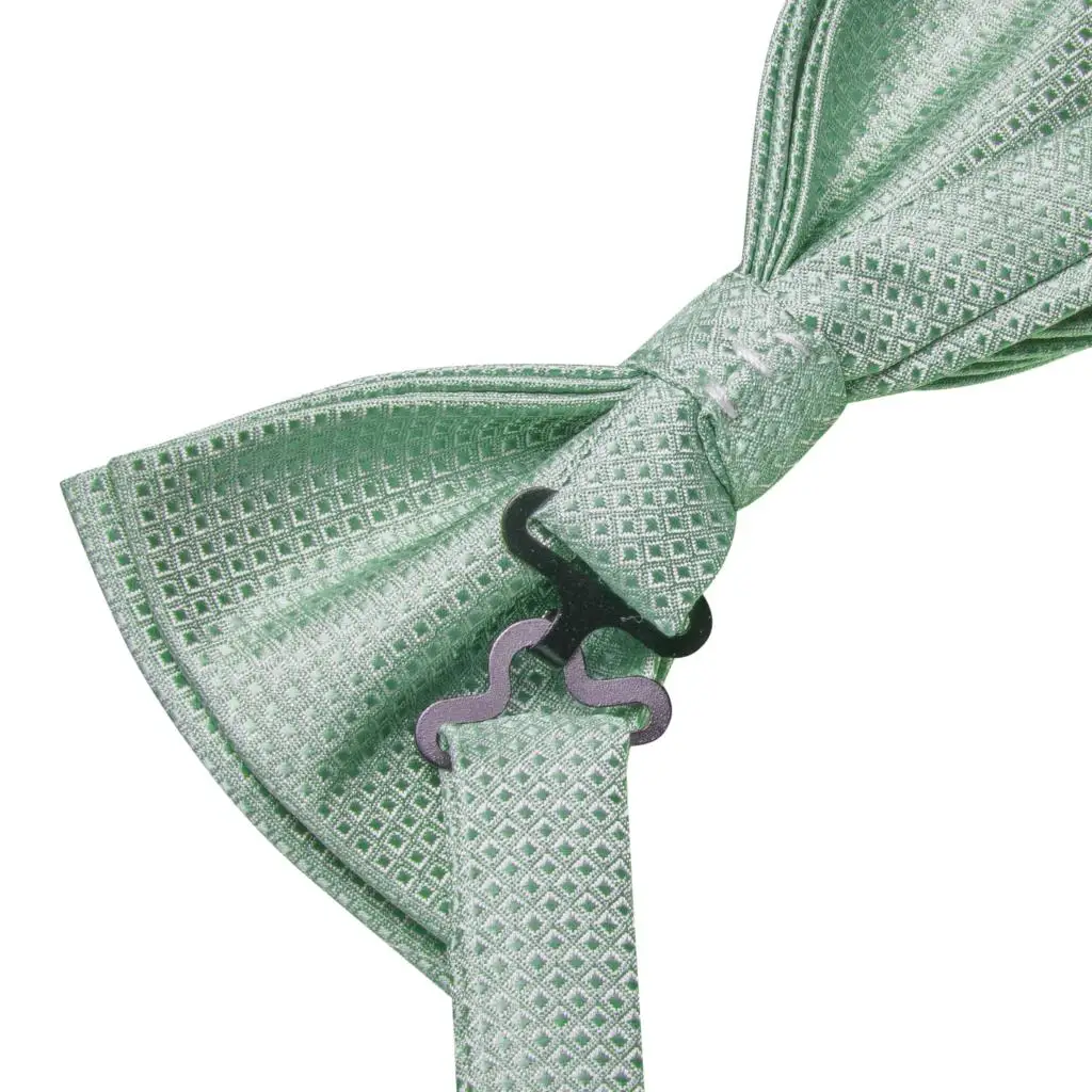 Sage Hi-Tie Green Jacquard Bowties for Men Silk Butterfly Tie Bow Tie Hanky Cufflinks Wedding Party Gift Bowtie Wholesale smile