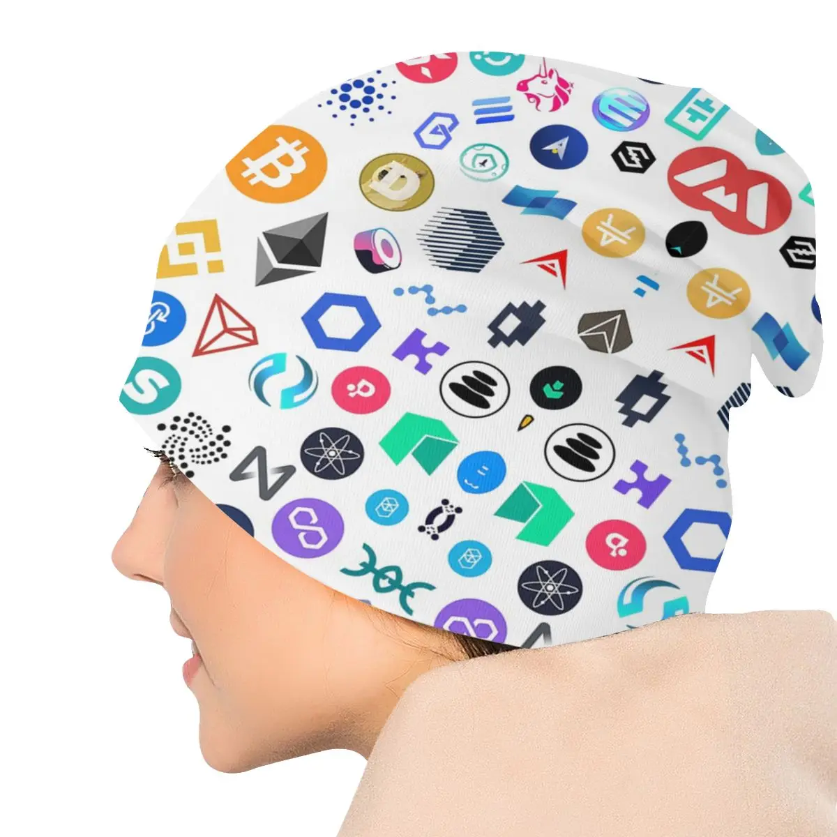 Cryptocurrency Altcoin Blockchain Symbol Beanie Cap Unisex Winter Bonnet Homme Knitting Hats Crypto Ethereum Bitcoin Beanies Cap