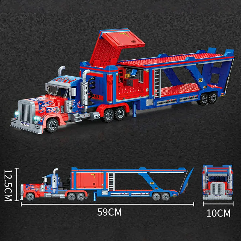 1374PCS Technical City Trailer Transport Truck Sportcar Building Blocks Racing Car Bricks Model Vehicle Toy Kids Adult For Gifts