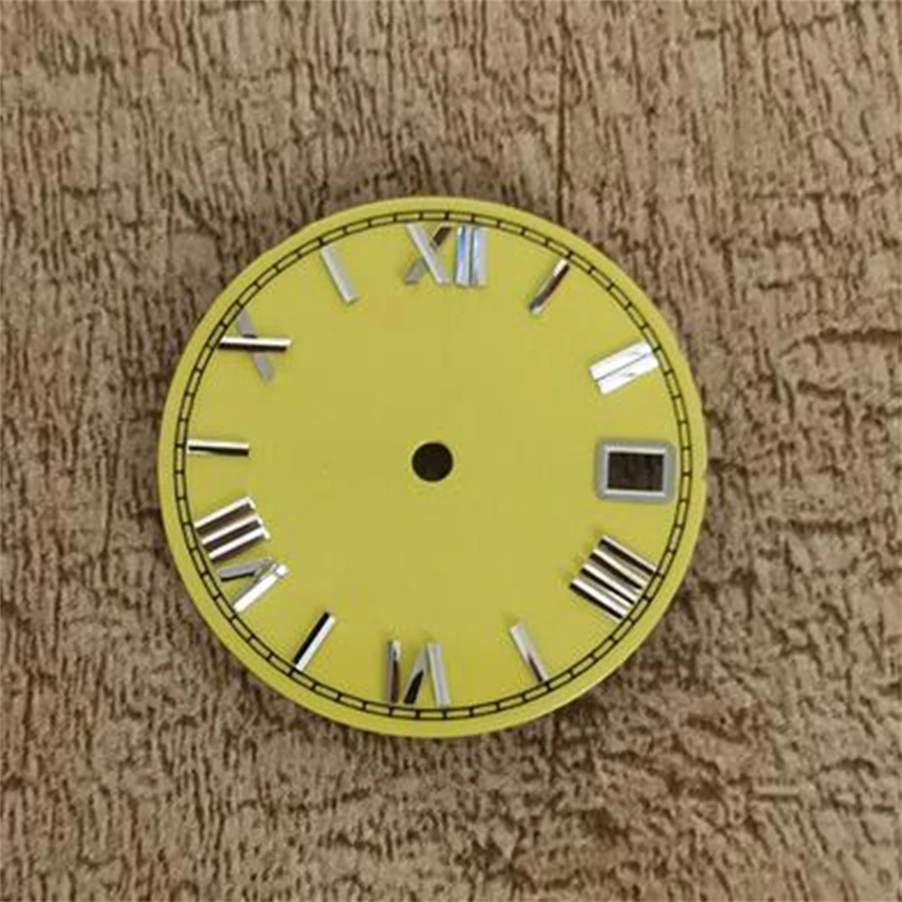 For NH35 Dial Enamel Material Watch Faces 28.5mm Roman Scale Dial Watch Accessories for NH35/NH36/4R/7S Movement Parts