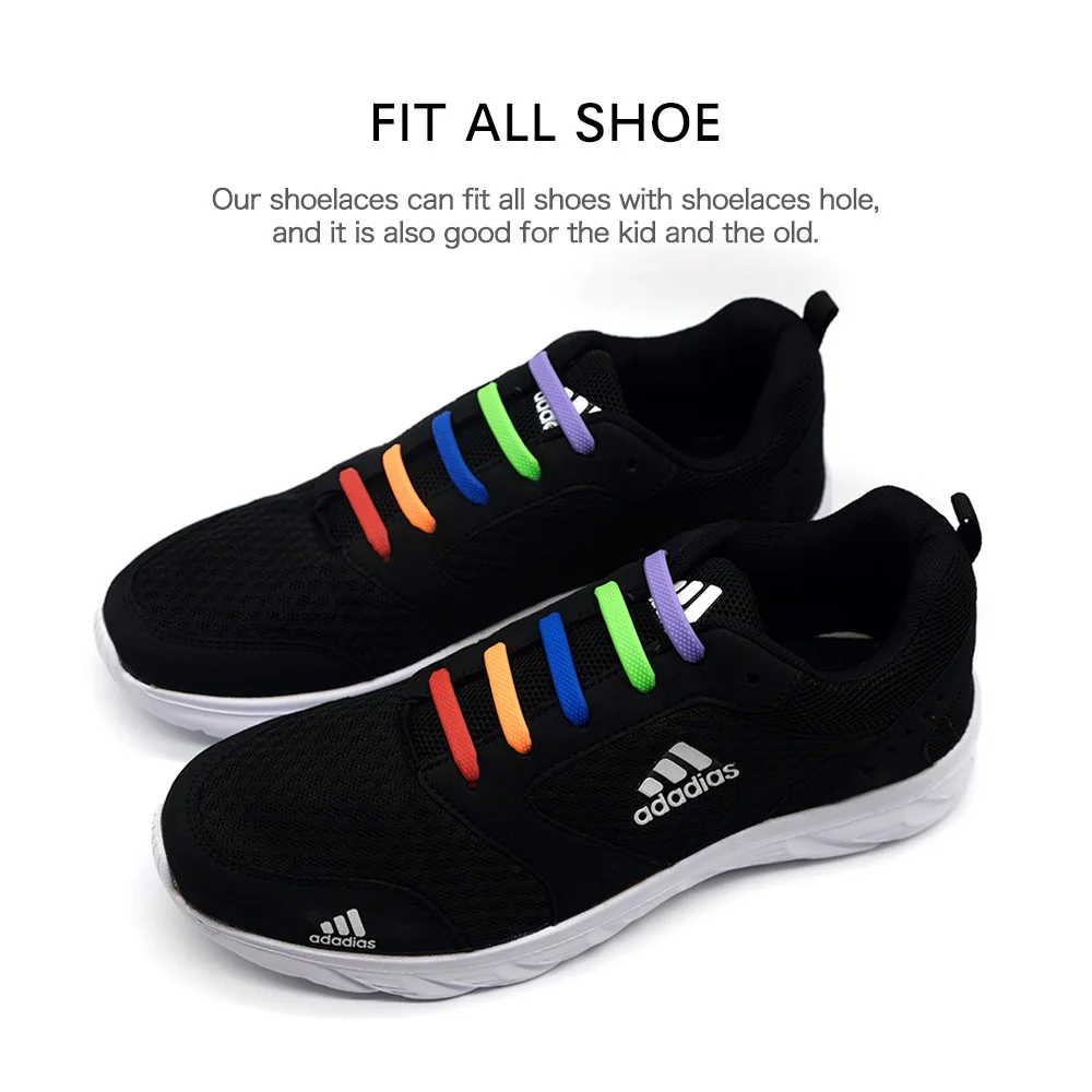 Accessories Lazy Shoes 16pcs/Lot Elastic Silicone Shoelaces Shoelace Creative Kids Adult Sneakers Quick No Tie Rubber Shoelaces smile