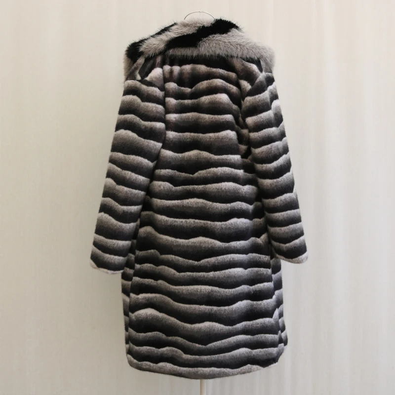 Mens fur coat mink coat winter warm long windbreaker large fur collar large size 241108