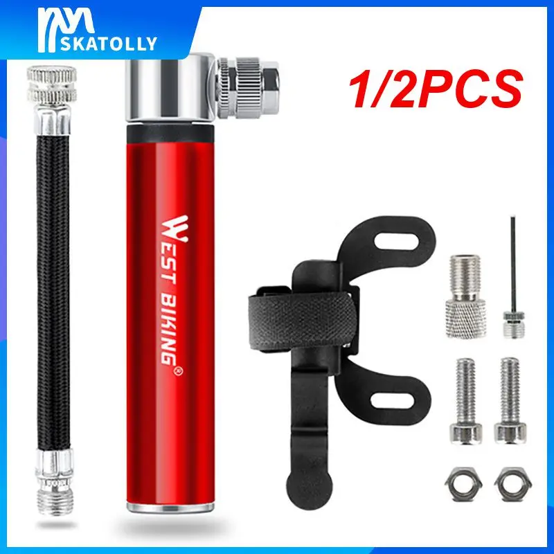 1/2PCS Portable Mini Bike Bicycle Pump Aluminum Alloy Cycling Hand Air Pump Ball Tire Inflator Schrader Presta Valve MTB Road