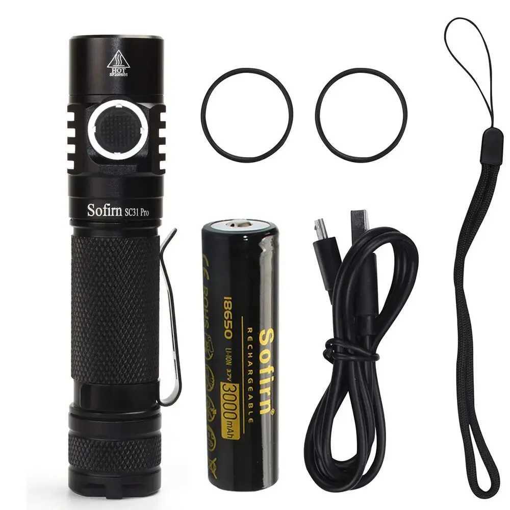 Sofirn SC31 Pro LED Flashlight Power Charging 18650 Flashlight USB C SST40 2000LM Anduril Outdoor Tactical Flashlight X241109