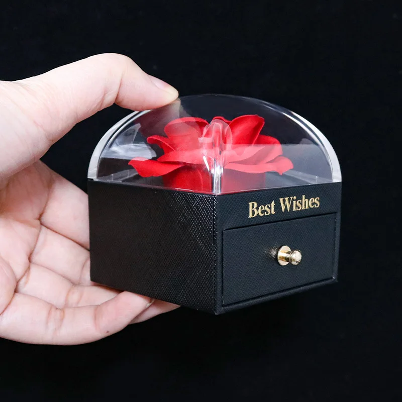Flower ddmysmile New Jewelry Rose Box For Necklace Pendant Valentine's Day Gift Organizer Plastic Paper Packaging Display Box For Women Smile
