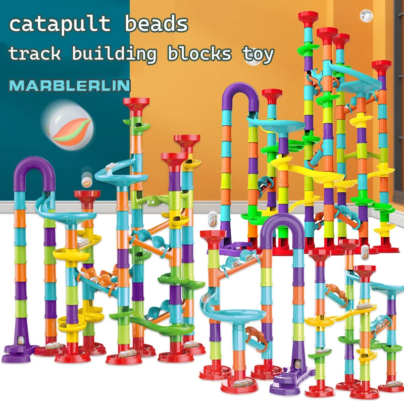 Marbles new Run Catapult Track Building Blocks Slide Beads Educational Toys Children 2025 Gift Race Balls Toy Marble Track Race Set