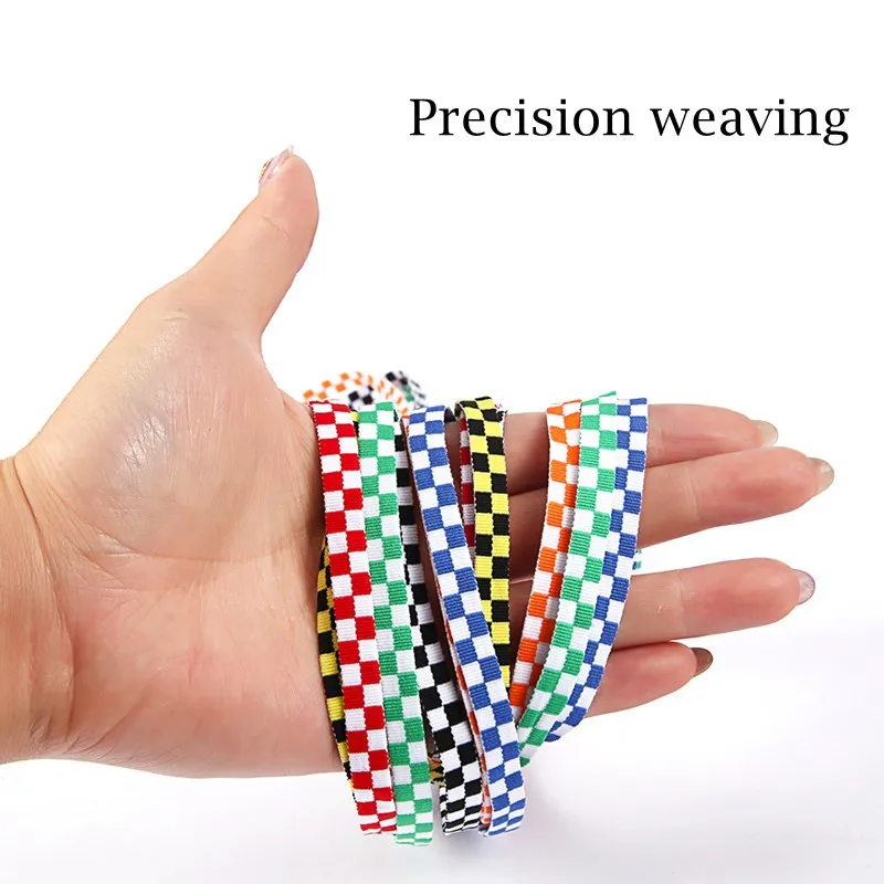 White New Checkered Black Grid Flat Shoelaces Printing Ribbons Shoe Laces Sneaker ddmysmile Man Women Mosaic Shoelaces Laces For Shoes Smile