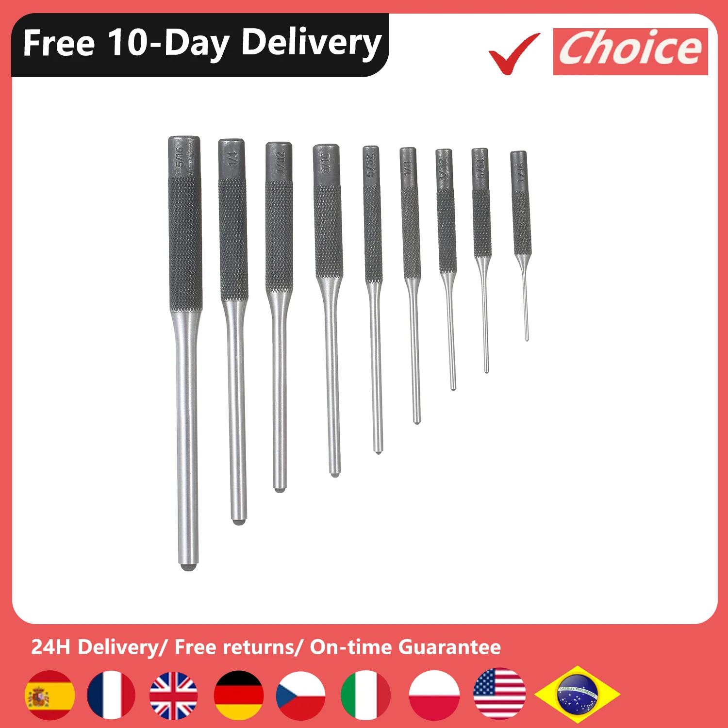 Roll ddmysmile Pin Pieces 9 Punch Set Steel Punches Hand Pin Removing Tool With Carrying Case For Jewelers Watchmakers Carpenters Smile
