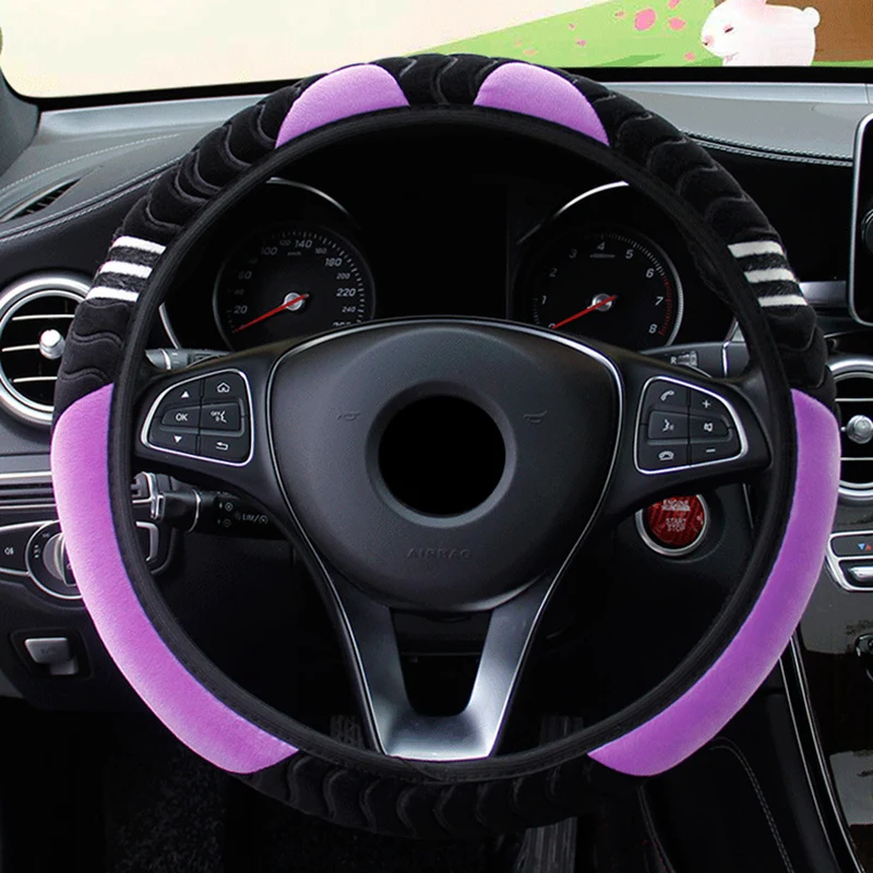 Plush 2025 Car Steering Wheel Cover Little Monster 38cm new Elastic Warm Anti-slip Wheel Cover Car Styling Car Accessories for Women