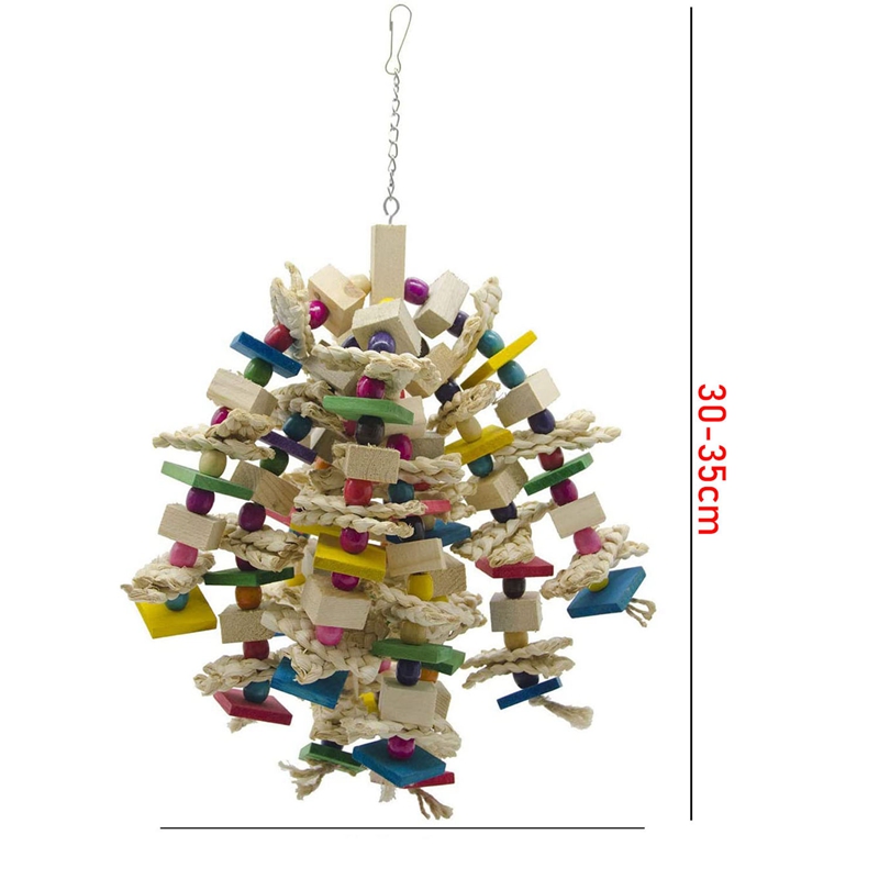 Bird Cage Bite Toy For African Grey Macaws Cockatoos Large Parrot Chewing Toy Bird Parrot Blocks Knots Tearing Toy