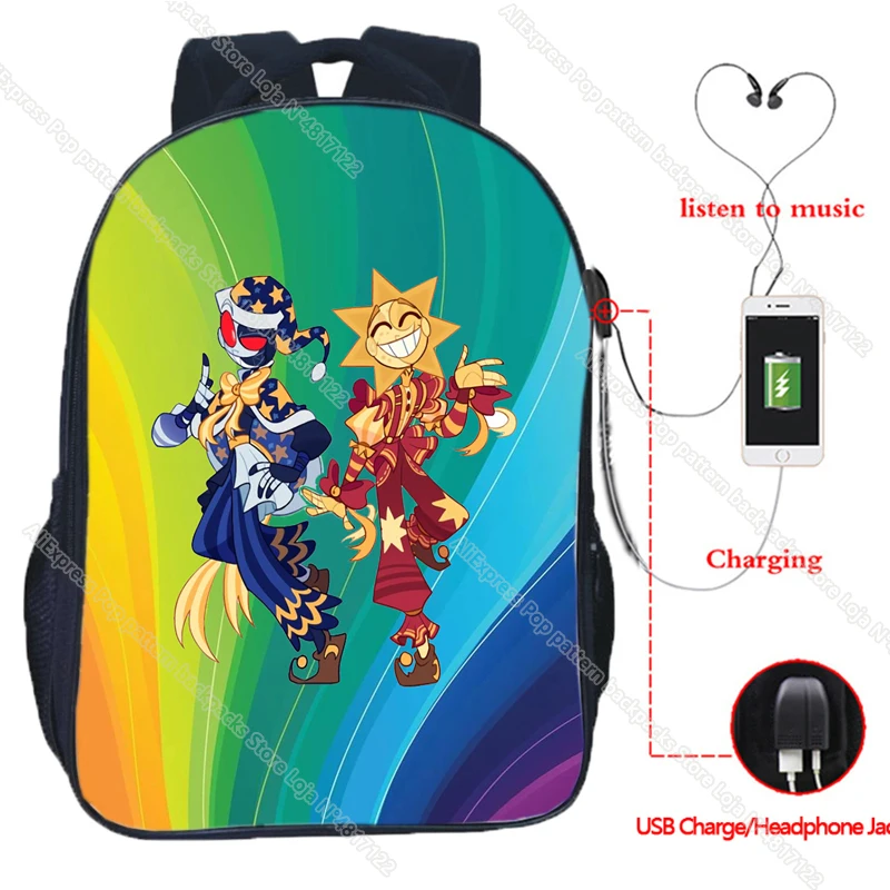 Sunrise Backpack Breach Security for Teenager Fnaf Sundrop Moondrop Boys Children School Bags Usb Charging Laptop Kids Book Bag smile