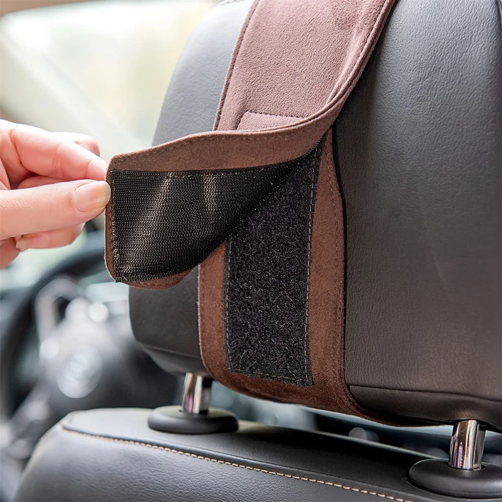 Car Seat Breathable Headrest Car Neck Pillow Suede Fabric Car Neck Headrest Pillow Car Seat Pillow Memory Rest For Car Interior smile