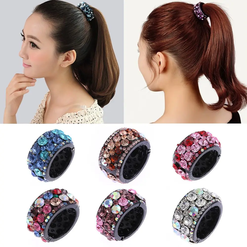 Hair Styling Accessories Dia Ponytail Holder Ring Mini Claw Hair Clip Crystal Hair Bun Maker Hair Holder Buckle smile