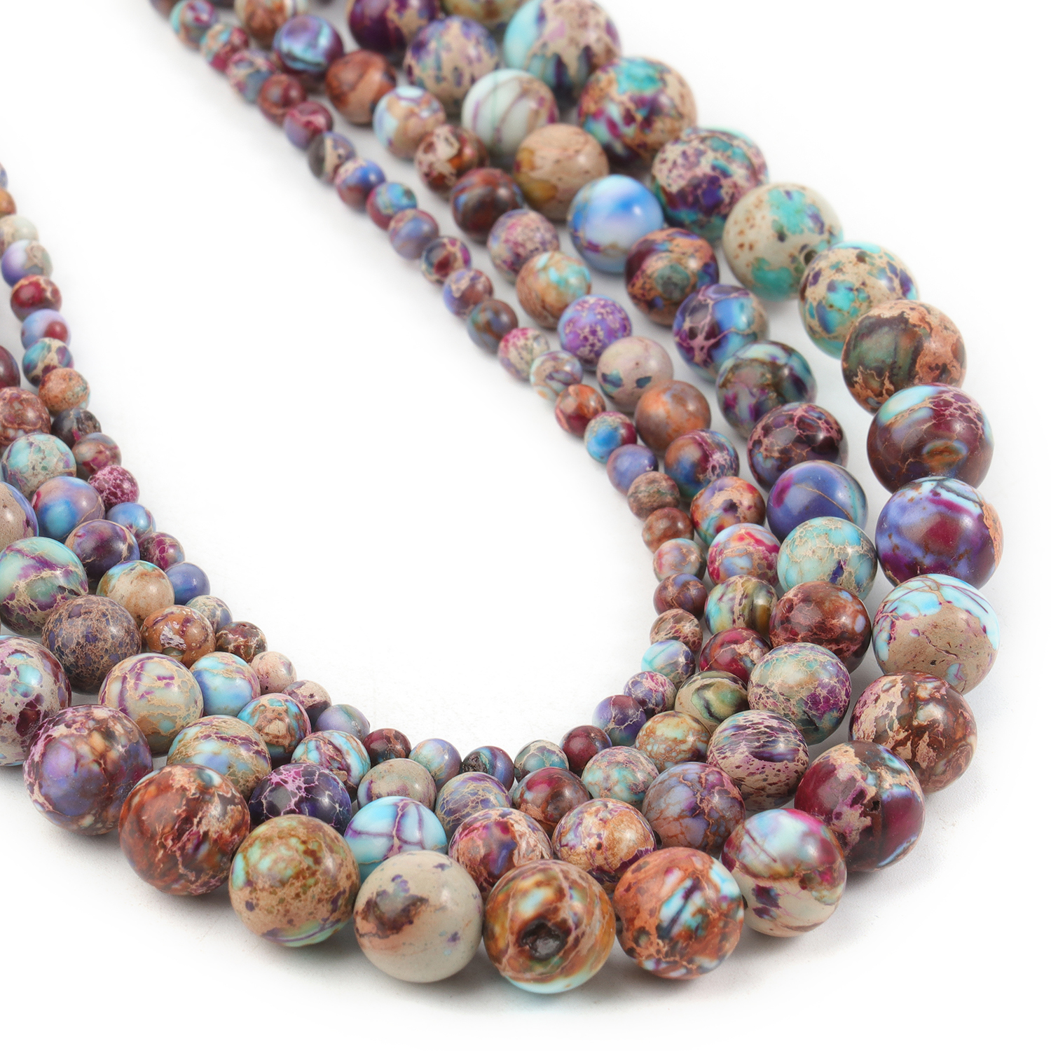 Natural Stone Colorful Sea Sediment Jasper High Quality Healing Stone Spacer Beads for Jewelry Making DIY Bracelet Necklace 15''