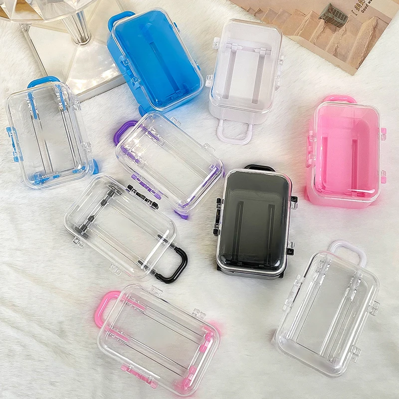 Box Display Mini Jewelry For Women Girls Plastic Transparent Travel Trolley Box Hairband Hairpin Organizer Candy Gift Packaging smile