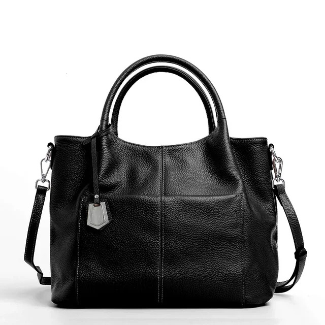 New Autumn Natural Soft Cow Leather Women's Handbag All-Match Mid Age Ladies Shoulder Bag Large Casual Cowskin Tote For Mom Zipper Style Genuine 