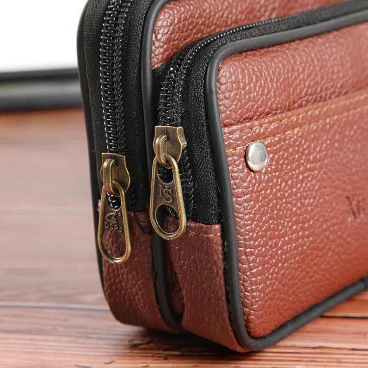 Mobile Phone Pack Fanny Bags Black Brown Zipper Coin Purse Mens Pouch Purses Casual Multifunctional Waist Pack Man Wallet Pocket smile