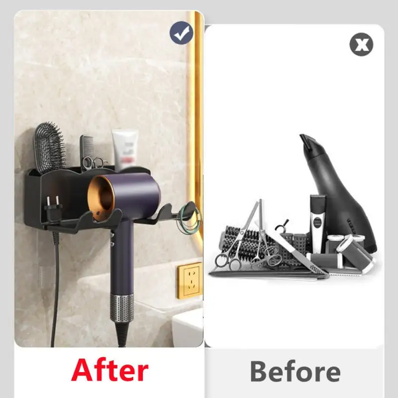 Hair Dryer Holder Wall Dryer Bracket 2025 Straightener Stand Hairdryer Organizer Hair Brush Storage Box new Bathroom Accessories