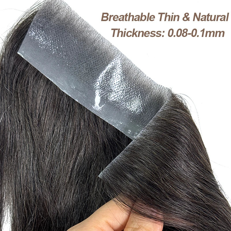 Invisible V Loop Human Hair Wigs 2.5x16 Colored V Front Men Toupee Mens Forehead Frontal Wig Thin Skin Pu Base V Style Hairline 241108