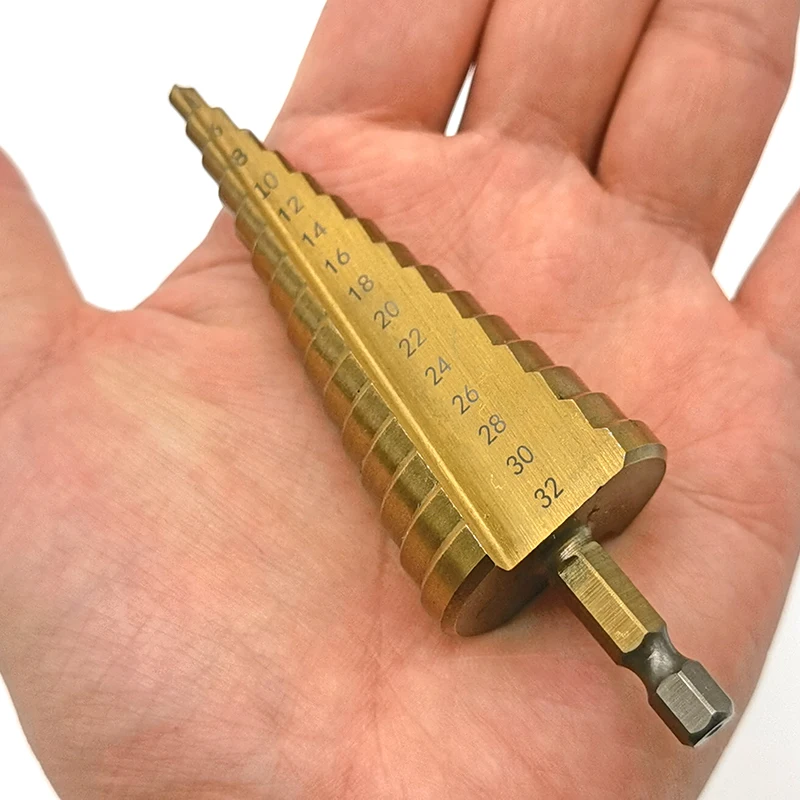 3-12 4-32mm HSS Titanium Coated Metal Hex Core Drill Bits High Speed Steel Step Drill Bit Set Cone Hole Wood Cutter Taper Metric