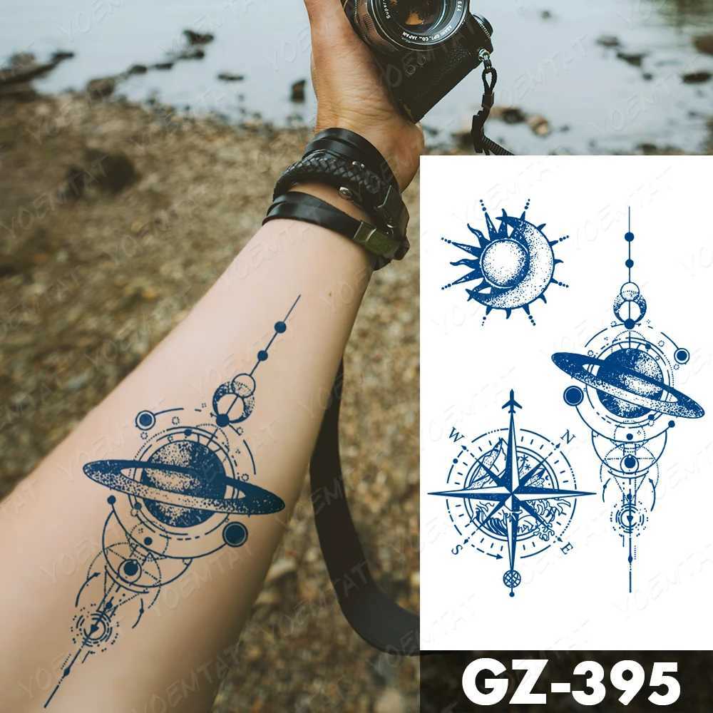 Semi permanent waterproof temporary tattoo sticker fruit juice long-lasting ink tattoo thread rose herb fake tattoo female body art W241109