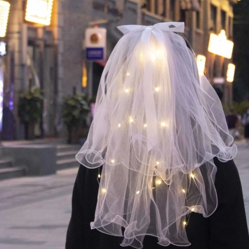 2025 LED Light Bridal Wedding Veil new with Pearls/Crowns Wedding Tiara Veil for Photoshop Props Party Headpieces Decor