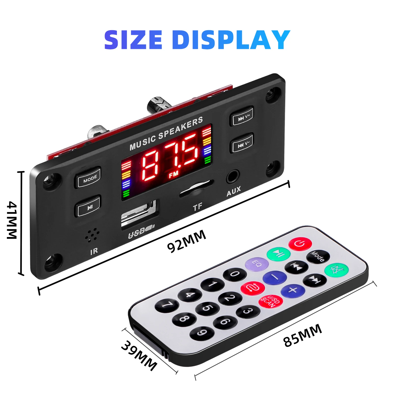 2*30W 60W amplifier Hands-free MP3 Player Decoder Board 7-22V Bluetooth 5.0 Car FM Radio Module Support FM TF USB AUX Recorders