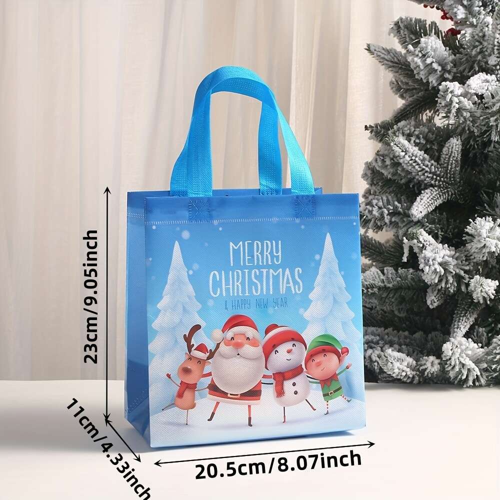 Christmas Gift Bag Set - 32/16/8pcs, Festive Non-Woven Tote Bags with Holiday Prints Party Favors, Candy & Presents, Perfect for Christmas Celebration
