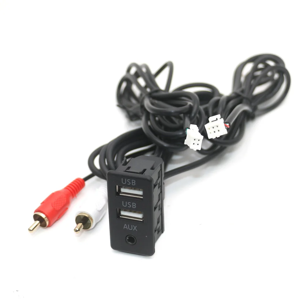 Flush Mount Dash Car 4 6Pin Dual Type-C USB Port Switch Panel 3.5Mm AUX RCA Interface Cable ddmysmile Adapter Android Multimedia Head Unit Smile