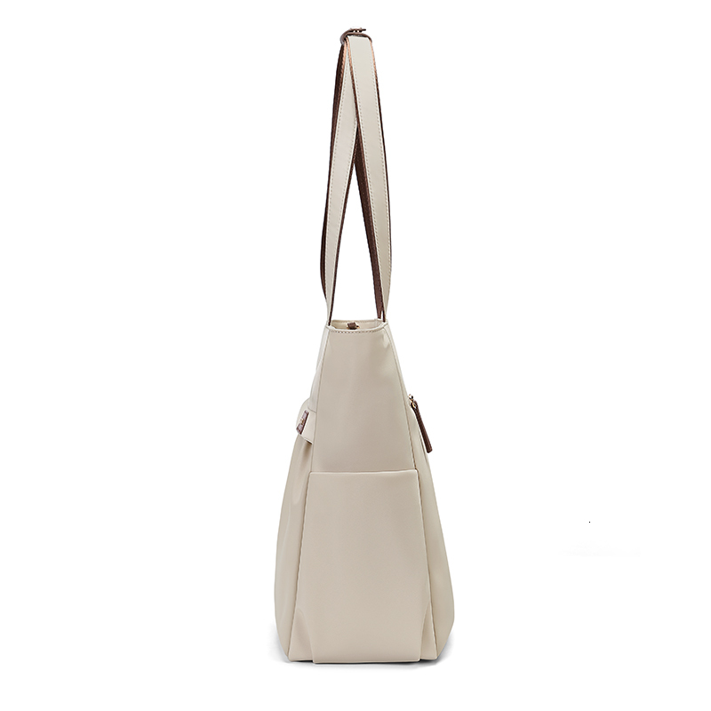 Women Work With Laptop Compartment Pockets Elegant Tote Zipper Khaki Female Shoulder Bag Functional Trend Nylon Zipper Style BagVoyage