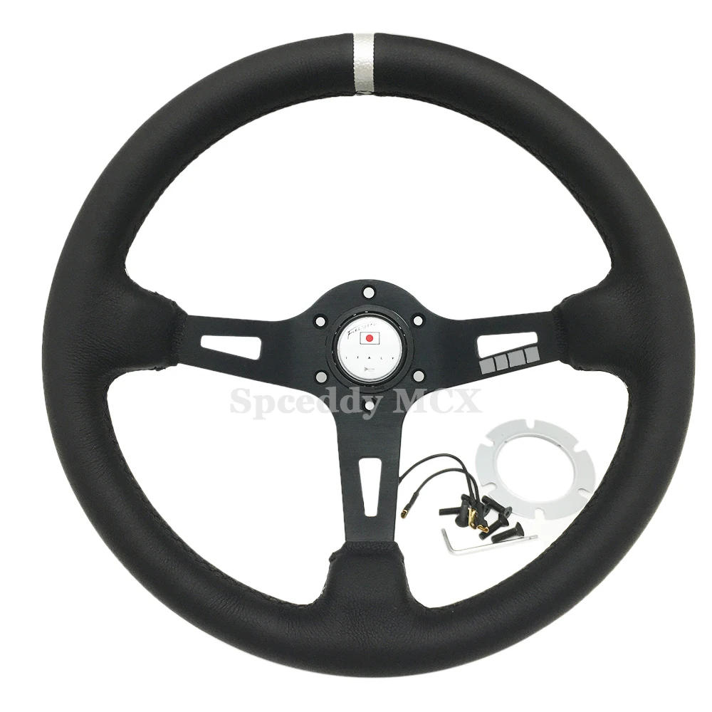 Spceddy MCX Japan Racing Steering wheel Sport 13 Inch 330mm Car Sports Steering Wheel Leather MM20S0312135 smile