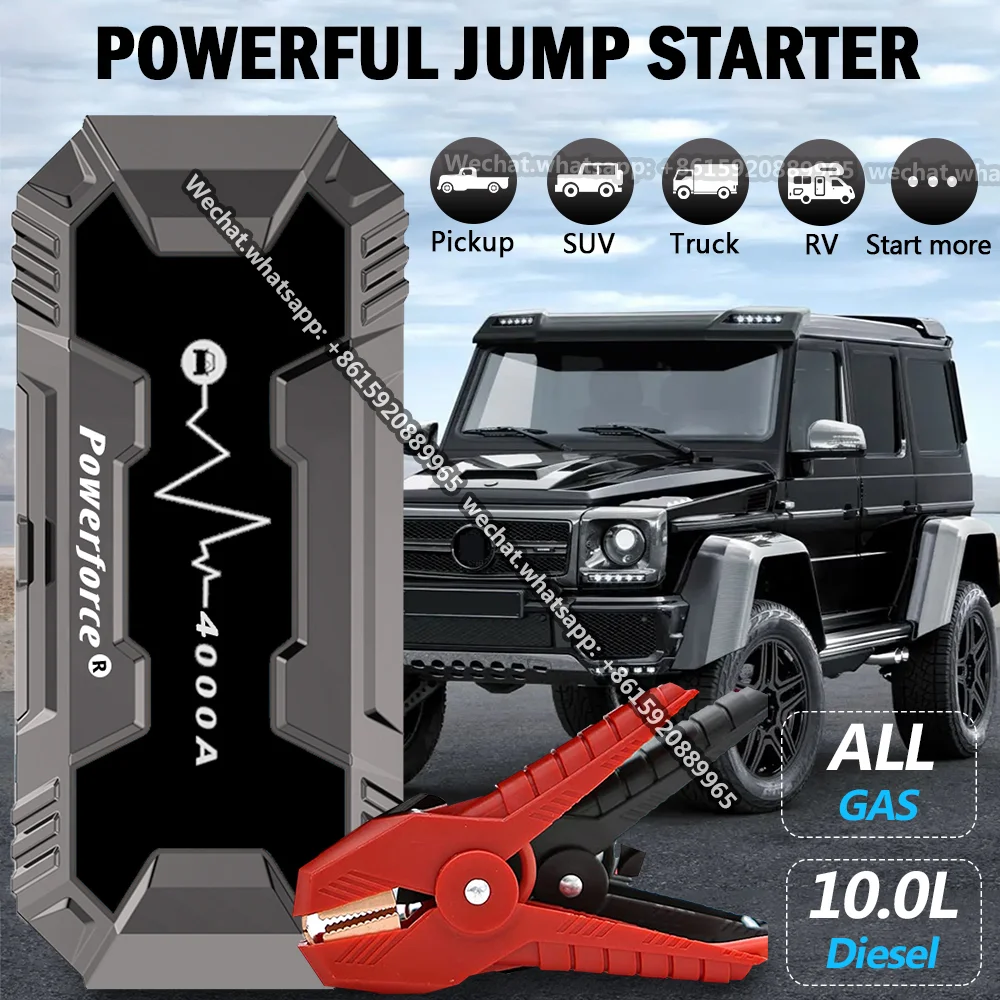 12V 4000A Lithium Jump Starter 26800mAh Car Battery Charger Kit with Phone Charger Power Pack