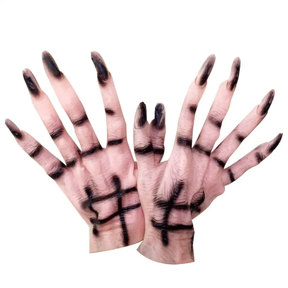 Cool Halloween Gothic Long Nails Gloves Funny Festival Witch Cosplay Costume Party Scary Props new 2025 Rubber Mittens Gloves With Claws
