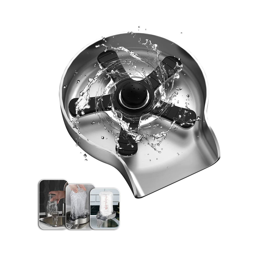 New glass washer home cup cleaning cup washer bar cup washer stainless steel cup washer silver 5 leaves