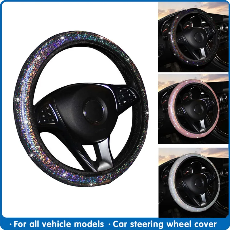 Wheel Colorful Bling Steering Faux Leather Without Inner For Universal 37-38cm Round/D-Shaped Steering Wheel smile