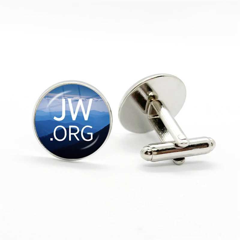 2023 New Steampunk JW. ORG cufflinks steampunk Jehovahs Witness glass dome cuffs jewelry handmade gifts round shirt cuffs W241109