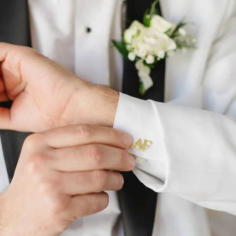 Customized mens stainless steel initial cufflinks the name of the best mens jewelry gift cufflinks for personalized groom wedding parties W241109